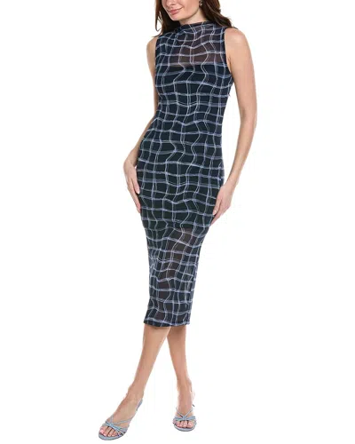 Kenneth Cole Mesh Midi Dress In Blue
