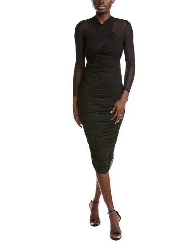 KENNETH COLE MESH RUCHED MIDI DRESS