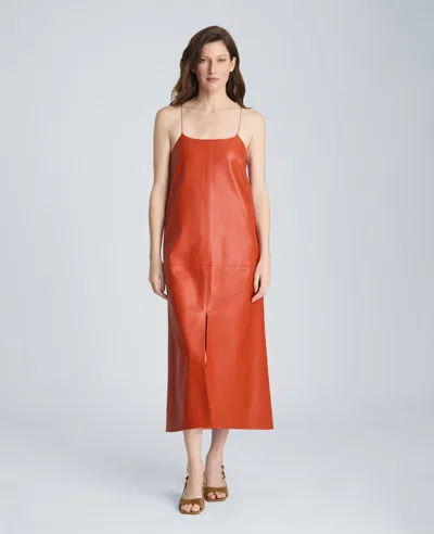 Kenneth Cole Metal Strap Midi Slip Dress In Red