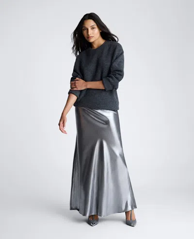 KENNETH COLE METALLIC FOIL PULL ON BIAS FLARED MAXI SKIRT
