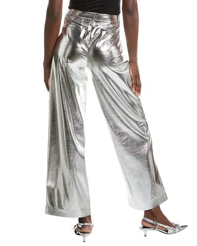 Kenneth Cole Vegan Metallic Fly Front Mid Rise Wide Leg Pant