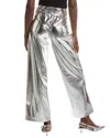 Kenneth Cole Vegan Metallic Fly Front Mid Rise Wide Leg Pant In Multi