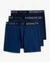 Kenneth Cole Micro Stretch Boxer Briefs 3-pack In Navy,blue