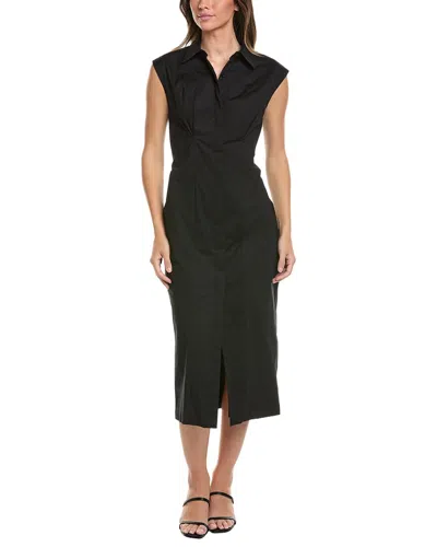 Kenneth Cole Midi Shirtdress In Black