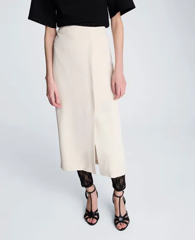 Kenneth Cole Midi Skirt With Hollywood Waist And Center Slit In Gray