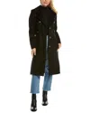 Kenneth Cole Military Long Wool-blend Coat In Black