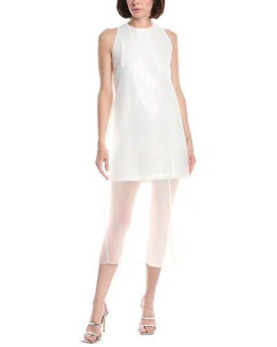 Kenneth Cole Mini Sheer Overlay Sequin Top In White