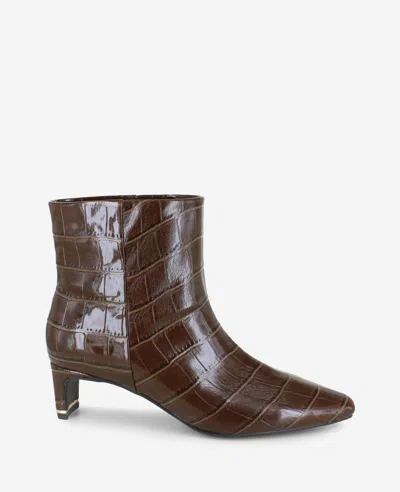 Kenneth Cole Miranda Croco Heel Bootie In Brown
