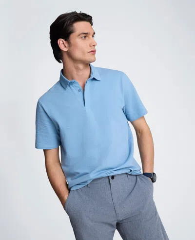Kenneth Cole Mixed Media Polo In Blue