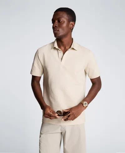 Kenneth Cole Mixed Media Polo In Neutral