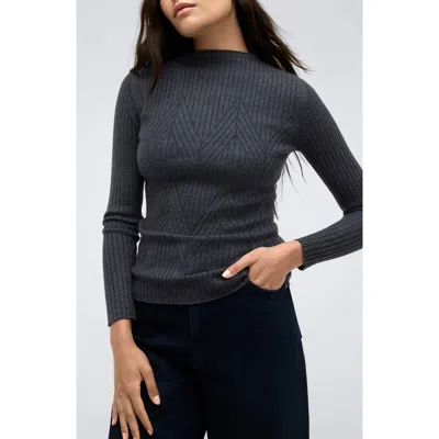 KENNETH COLE KENNETH COLE MOCK NECK CHEVRON RIB SWEATER