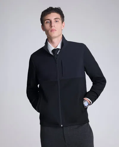 Kenneth Cole Mock Neck Full Zip Jacket In Blue
