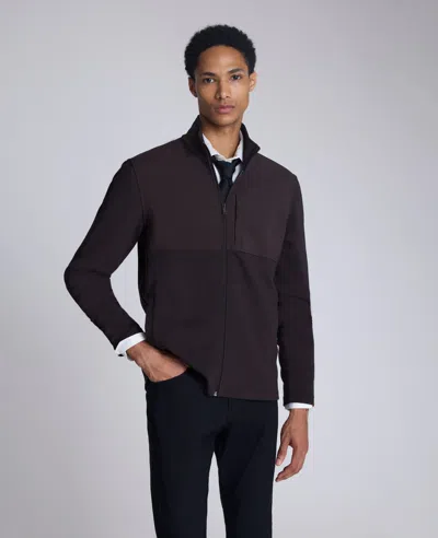 Kenneth Cole Mock Neck Full Zip Jacket In Brown