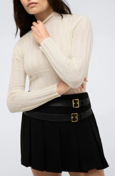 Kenneth Cole Mock Neck Rib Top In Kc White