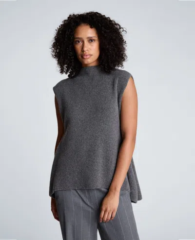 Kenneth Cole Mock Neck Sweater With Side Pleats In Gray