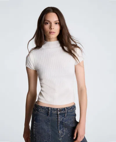 Kenneth Cole Mock Wide Rib Sweater In Pink