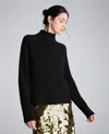 Kenneth Cole Mockneck Raglan Sleeve Sweater In Black