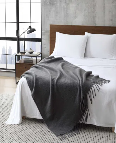 Kenneth Cole Mohair Throw Blanket In Gray