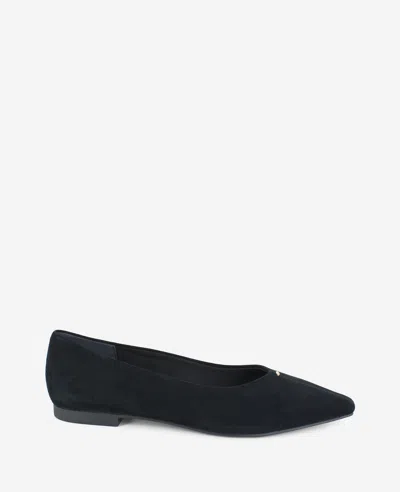 Kenneth Cole Nala Suede Point Toe Flat In Black Suede