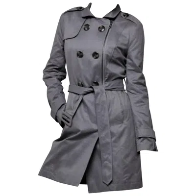 Pre-owned Kenneth Cole New Grey Cotton Trench Coat Jacket Sz: Small In Gray