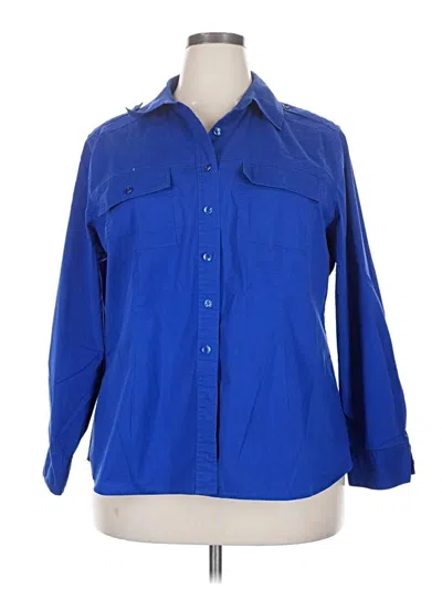 Pre-owned Kenneth Cole New York 3/4 Sleeve Button Down Shirt In Blue
