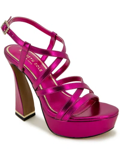 Kenneth Cole New York Allen Womens Leather Open Toe Strappy Sandals In Hot Pink