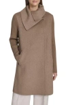 Kenneth Cole New York Asymmetric Collar Wool Blend Cloat In Brown