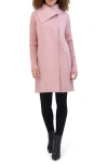 Kenneth Cole New York Asymmetric Collar Wool Blend Cloat In Rose