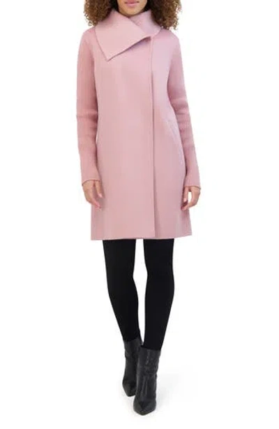 Kenneth Cole New York Asymmetric Collar Wool Blend Cloat In Rose