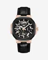 Kenneth Cole New York Automatic Leather Strap Watch In Black