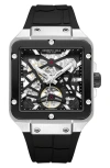 Kenneth Cole New York Automatic Silicone Strap Watch, 41.5mm In Black