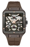 Kenneth Cole New York Automatic Silicone Strap Watch, 41.5mm In Brown