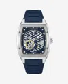 Kenneth Cole New York Automatic Silicone Strap Watch In Blue