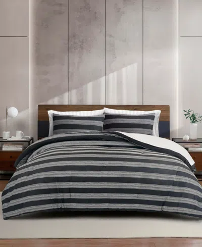 Kenneth Cole New York Banded Stripe Textured Microfiber 7-pc. Comforter Set, Queen In Multi