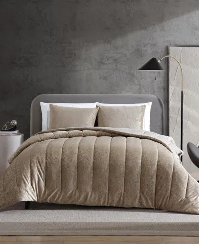 Kenneth Cole New York Banks Velvet 3-pc. Comforter Set, Full/queen In Mink Brown