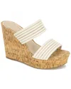 Kenneth Cole New York Cailyn Womens Faux Leather Slip On Wedge Sandals In Neutral