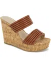Kenneth Cole New York Cailyn Womens Faux Leather Slip On Wedge Sandals In Brown