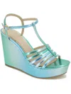 Kenneth Cole New York Celia Womens Faux Leather Wedge Sandals In Multi