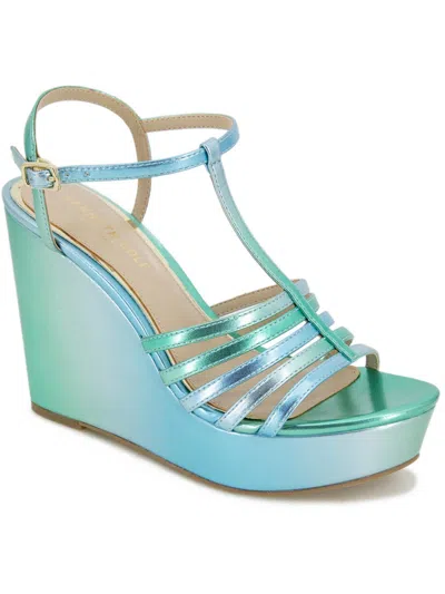 Kenneth Cole New York Celia Womens Faux Leather Wedge Sandals In Multi