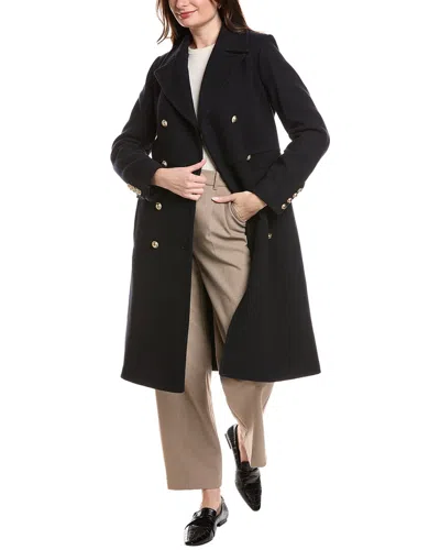 Kenneth Cole New York Chevron Textured Wool-blend Military Coat In Black