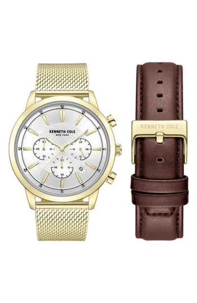 Kenneth Cole New York Chronograph Sport Watch Gift Set In Gold