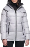 Kenneth Cole New York Cire Hooded Puffer Jacket In Silver
