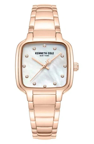 Kenneth Cole New York Classic Mother-of-pearl & Diamond Bracelet Watch, 28mm X 31.6mm In Gold