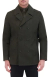 Kenneth Cole New York Classic Wool Peacoat In Dark Olive