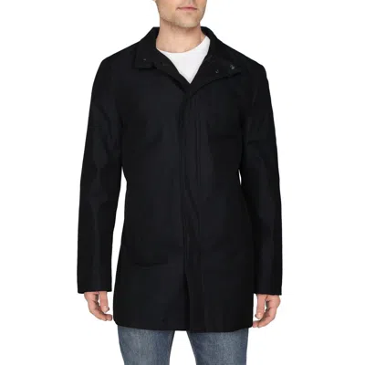 Kenneth Cole New York Cob Mens Modern Fit Stand Collar Raincoat In Black