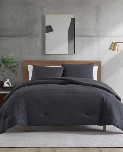 Kenneth Cole New York Crosswalk Herringbone Black Comforter Set