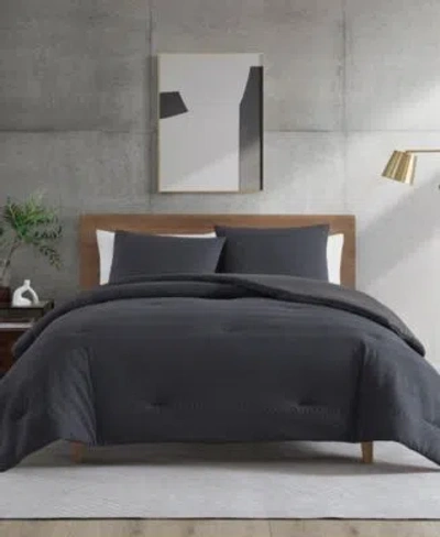 Kenneth Cole New York Crosswalk Herringbone Embossed Duvet Cover Sets In Black