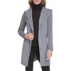 Kenneth Cole New York Double Face Wool Blend Hooded Coat In Medium Grey