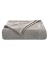 Kenneth Cole New York Essentials Waffle Grid Cotton Dobby Blanket, King In Grey