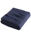 Kenneth Cole New York Essentials Waffle Grid Cotton Dobby Blanket, Twin In Navy